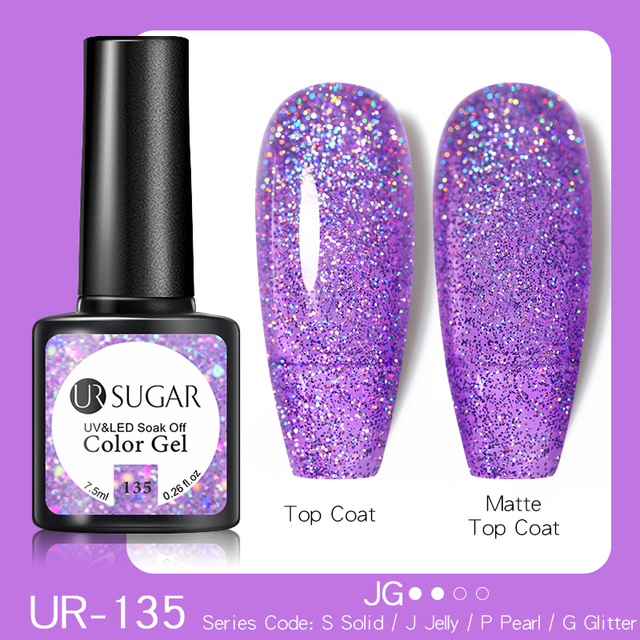 UR SUGAR 7.5ml Purple Series Gel Nail Polish Reflective Laser Gel Glitter Semi Permanent Lamp Varnish Soak Off Nail Art Design