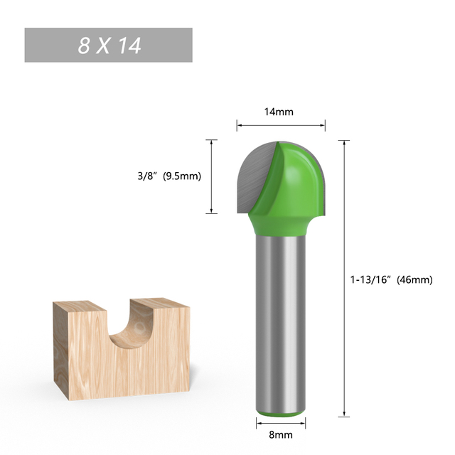 LA VIE 1pc 8mm Shank Ball Nose End Mill Round Nose Cove CNC Milling Bit Radius Core Box Solid Carbide Router Bits Tools