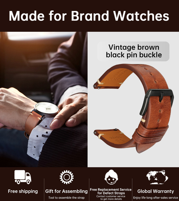 MAIKES Quick Release Watch Band Italy Vegetable Tanned Leather For Huawei Galaxy Watch 22mm Cow Watch Bracelet Leather Strap