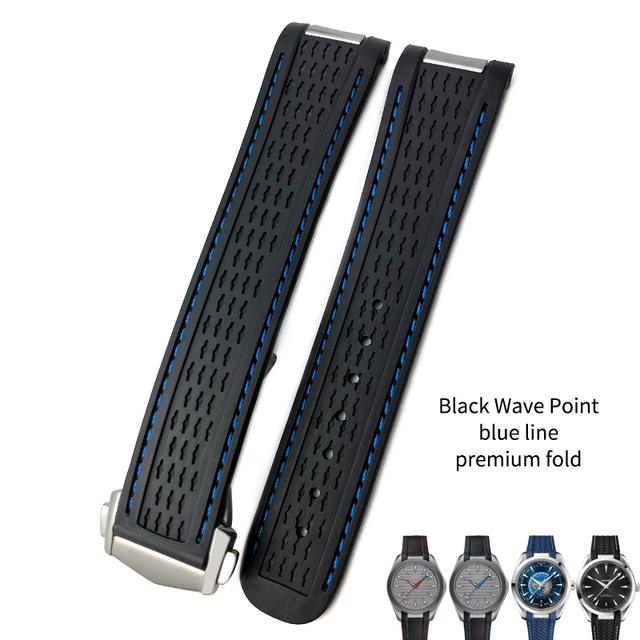 20mm Rubber Silicone Watch Strap Fit For Omega Seamaster 300 AT150 Aqua Terra Ultra Light 8900 Steel Buckle Watchband Bracelets