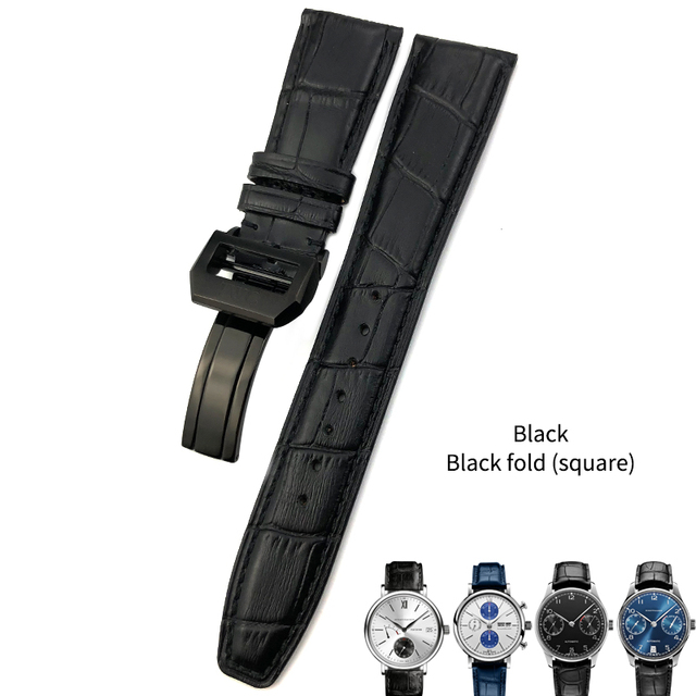 Cowhide watch strap 20mm 21mm 22mm,replacement for Portuguese IWC,Porotfino,Family piloto,folding buckle