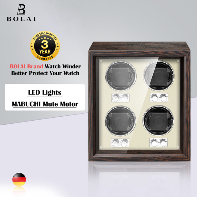 BOLAI luxury brand watch winder wood high-end 2 4 slot automatic watches box with Mabuchi motor watch cabinet watch storage box