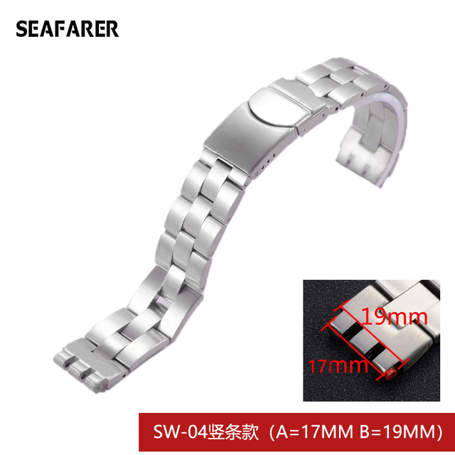 Watch Accessories Watch Strap For Swatch Watch Stainless Steel Bracelet Solid Convex And Prong Steel Belt 17mm 17.5mm 20mm 22mm