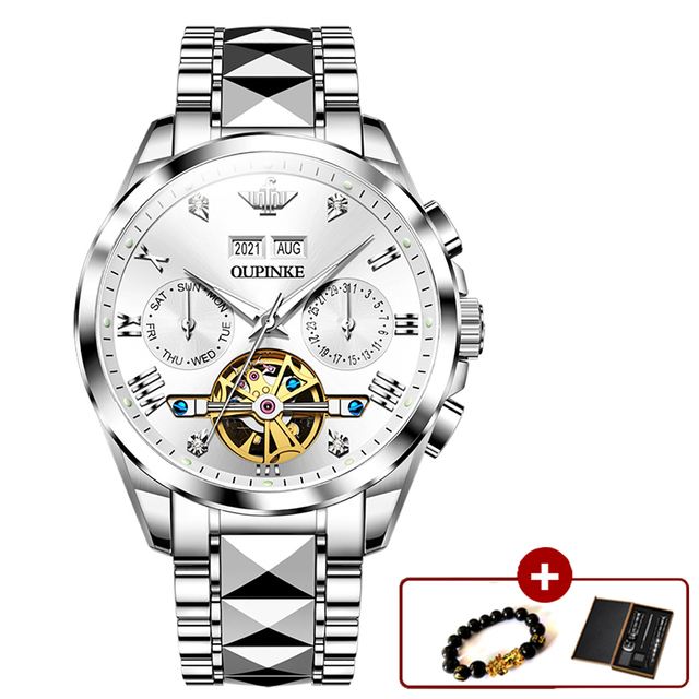 OUPINKE Automatic Men's Watches Mechanical Sapphire Glass Tourbillon Luxury Brand Wristwatch Waterproof relogio masculino 40