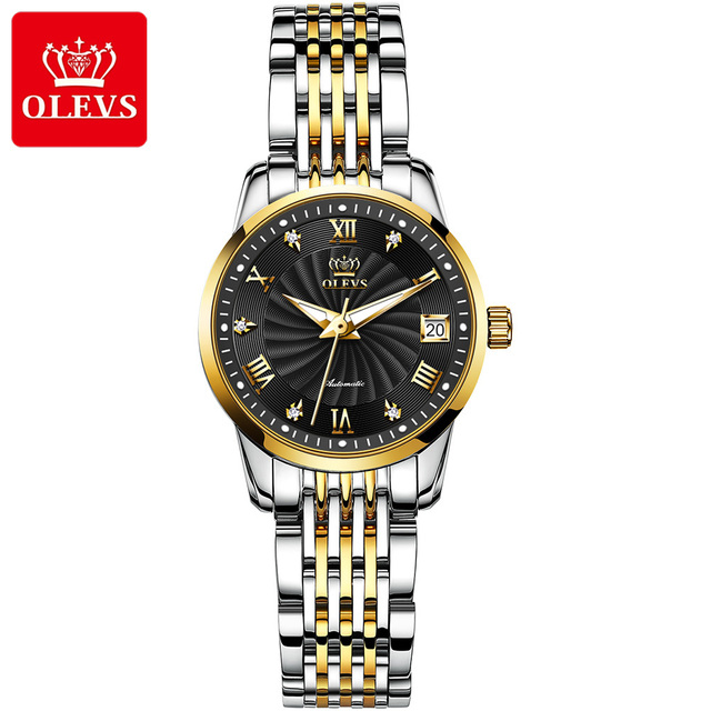 OLEVS Fashion Luxury Brand Automatic Mechanical Watch Lovers Watches Stainless Steel Waterproof Pair Ladies Watches relogio masculino