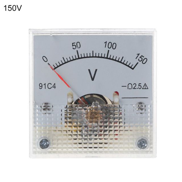 91C4 DC Voltmeter Analog Panel Voltage Meter Mechanical Pointer Type 3/5/10/15/20/30/50/100/150/250V E1PD