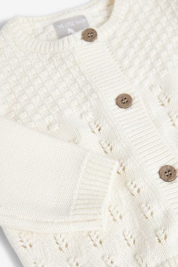 The Little Tailor Cream Knitted Cardigan, Bonnet And Bloomers 3 Piece Baby Set