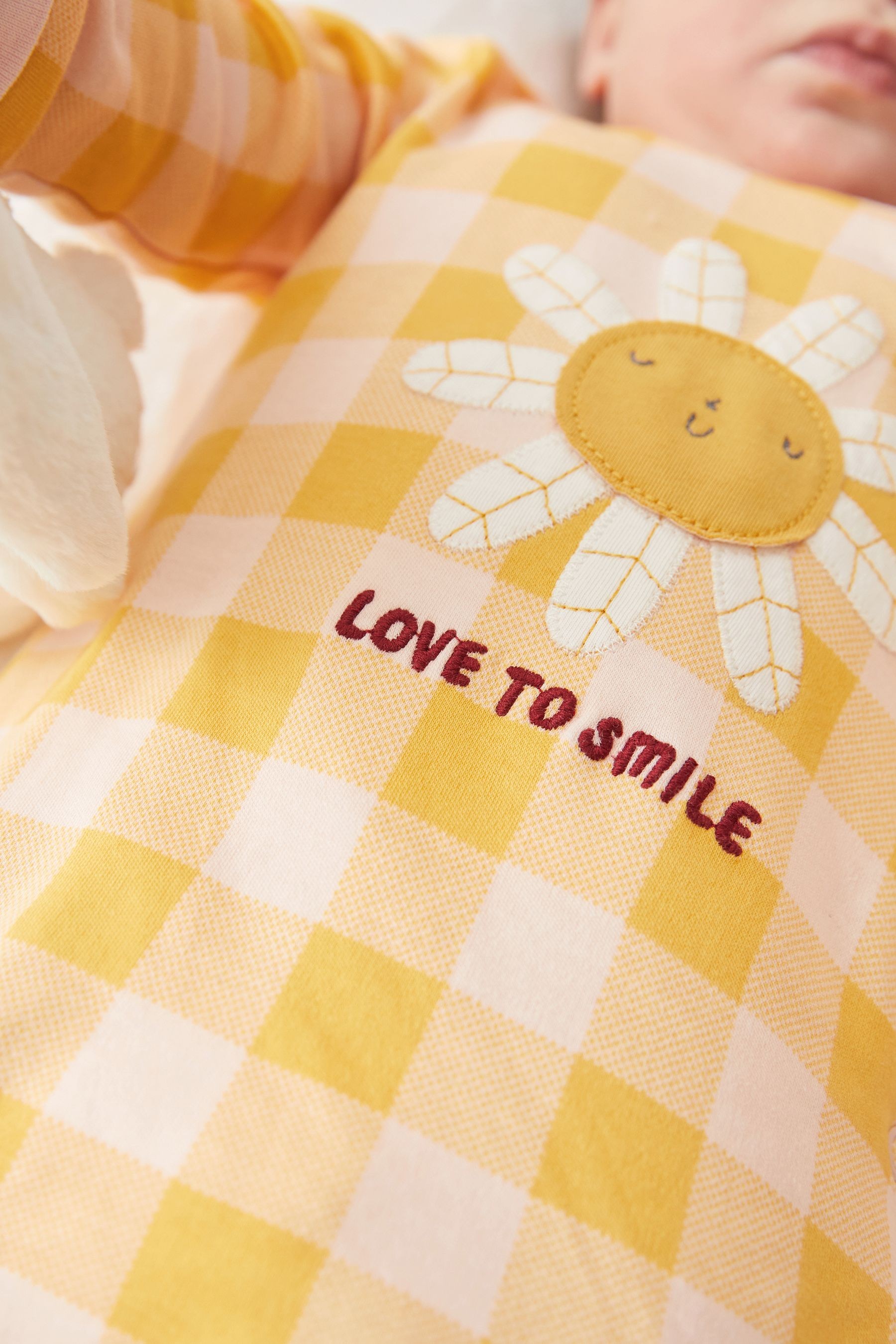 3 Pack Embroidered Detail Baby Sleepsuits (0-3yrs)