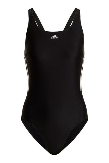 adidas 3 Stripe Mid Black Swimsuit