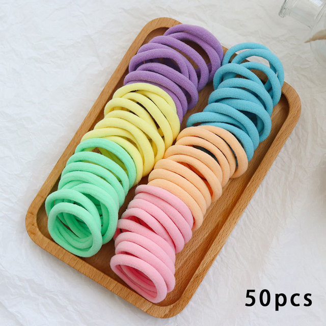 50pcs Girls Solid Color Big Rubber Band Ponytail Holder Gum Headwear Elastic Hair Bands Korean Girl Hair Accessories Ornaments