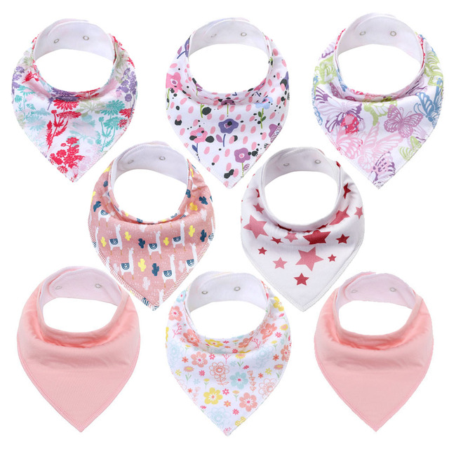 Bandana Bib Set Unisex Baby Saliva Teething Bib Set 100% Organic Cotton Newborn Absorbent Hypoallergenic 8 Pieces