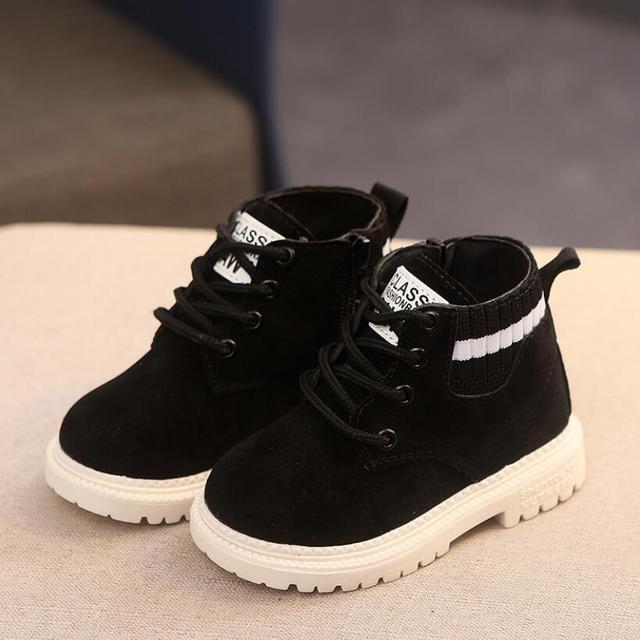 Autumn Winter Children's Shoes Martin Boots Boys Shoes Soft Leather Anti-slip Girls Shoes 21-30 Running Sneakers