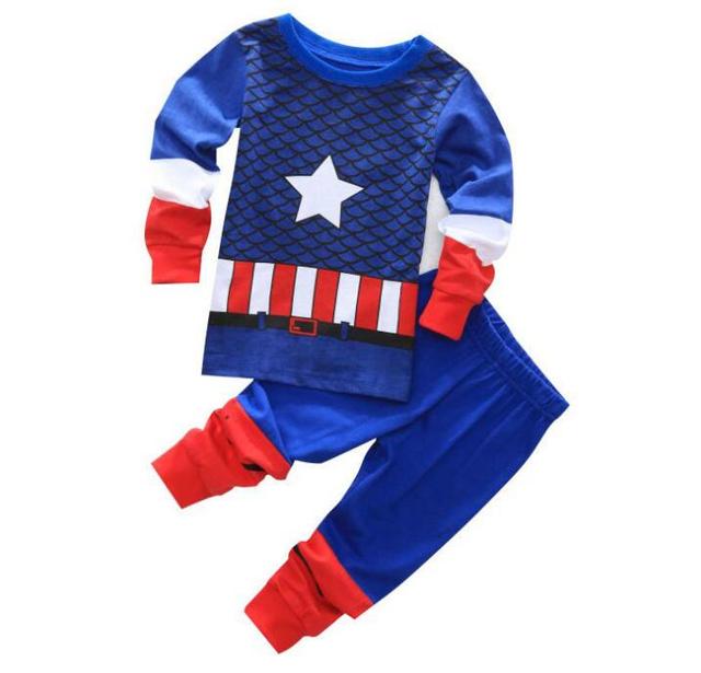 Autumn Children's Spider Set Kids Sleepers Boys Girls Super Hero Cartoon Long Sleeve Pajama Anna Elsa Sleepwear 2-7T Christmas Gift