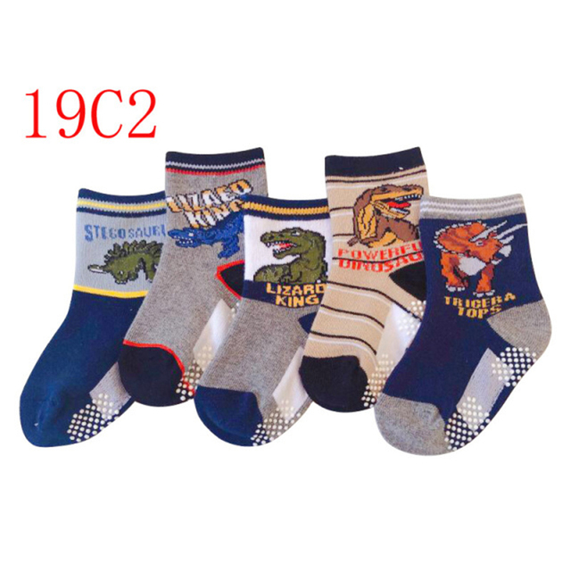 5 Pairs Non-slip Cute Cartoon Children Socks Spring Autumn Cotton Warm Breathable Boys Girls Absorb Sweat Sock for 0-8 Years