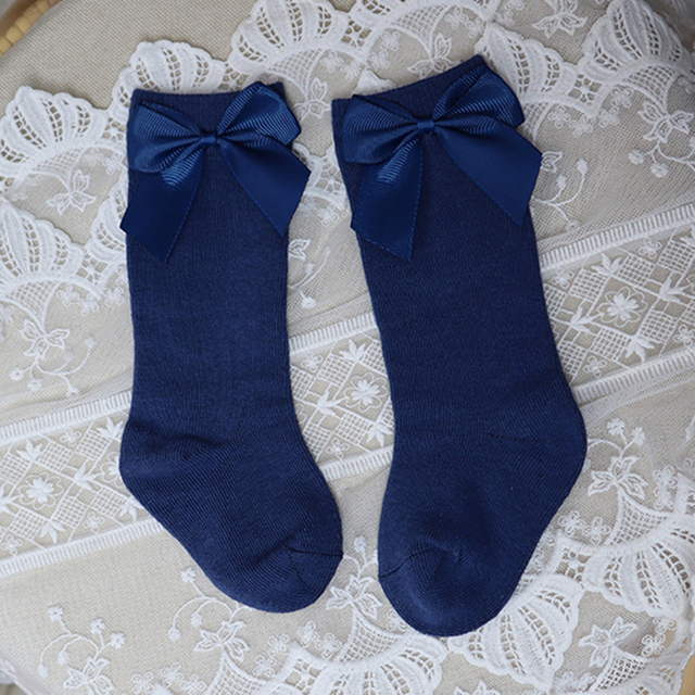 New Brand Baby Toddlers Socks Autumn Winter Children Girls Knee High Long Sock Cotton Big Bow Spanish Style Kids Floor Socks