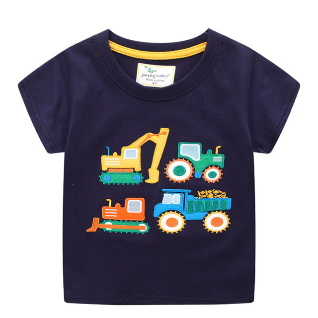 Boys Summer Clothes Children T-shirt Dinosaur Printing Kids Striped Embroidery Tops Boy Cotton T-Shirts Baby Cartoon Tee Clothes