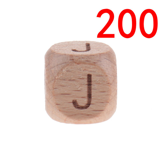 200pcs 12mm Beech Wooden Beads For Baby Wood Letters Bead Baby Teether Diy Beads With Silicone Teether Letters Alphabet