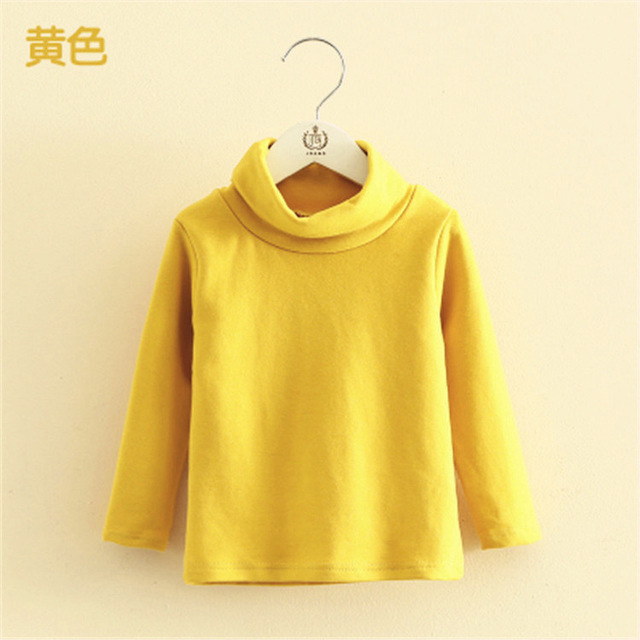 Boys T-shirt Long Sleeve Girls Shirts High Neck Baby Tee Solid Color Tops For Kids 3-8 Years