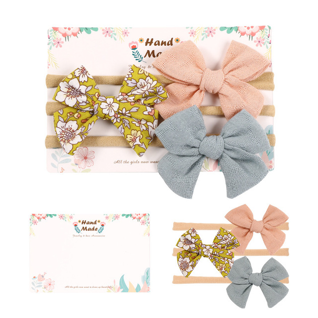 3pcs/lot Cute Bow Baby Headband for Girl Nylon Head Bands Turban Newborn Hair Bands for Kids Baby Hair Accessories