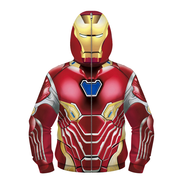 Autumn Fashion Boys Full Sleeve Full Zipper Hoodies Children Sweatshirts Super Heroes Cosplay Costume Outwear Kids Coats