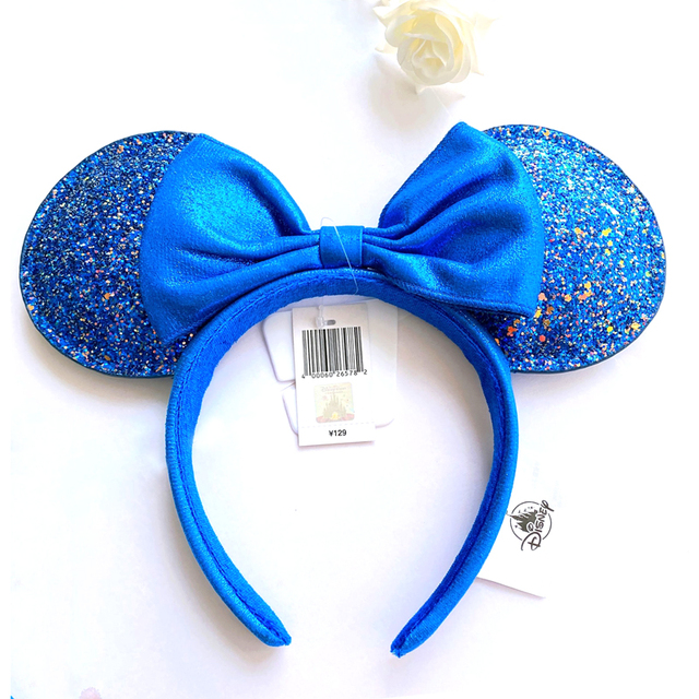 Original Disney Mickey Mouse Earphone Shanghai Disney Big Ears Bows Costume Headband Cosplay Plush Adult/Kids Headband Gift