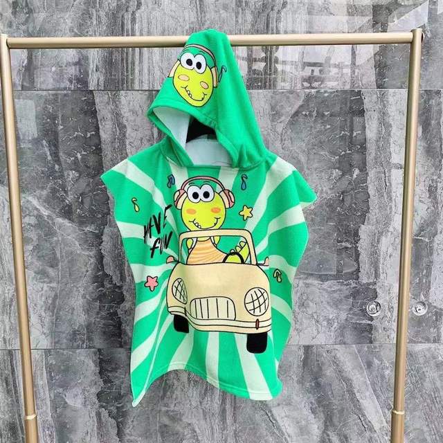 Children Cartoon Baby Hooded Cloak Beach Towel Boys Girls Kids Swimming Bath Towel Microfiber Terry Infant Bathing Wrap Bathrobe