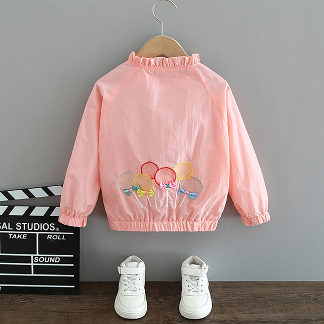 Girl Coat Spring Autumn Fashion Flower Bowknot Cartoon Floral Jacket Toddler Kids Children Sweet Coats Costume 2-12Y JYF