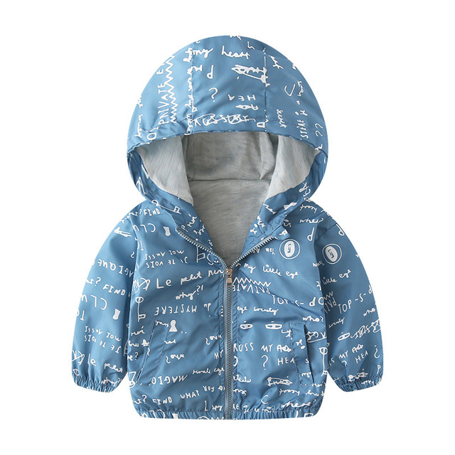 Spring Autumn Kids Clothes Boys Jackets Children Hooded Zipper Windbreaker Toddler Boys Car Dinosaur Waterproof Hoodies for Boys