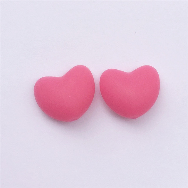 Chenkai 100pcs BPA Free Silicone Heart Teether Beads DIY Baby Pacifier Shower Soother Nursing Pendant Toy Sensory Accessory