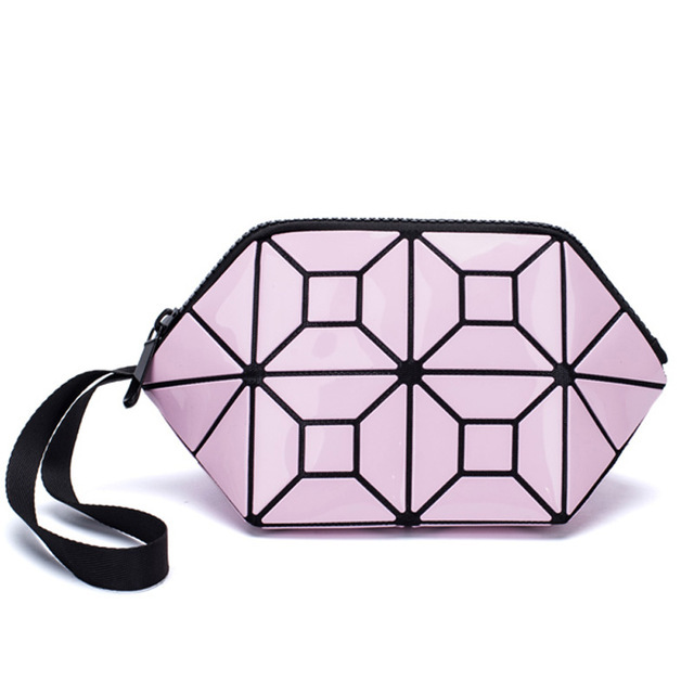 New Geometric Luminous Women Cosmetic Bag Organizer Zipper Makeup Ladies Folding Cosmetic Noctilucent Pouch Travel Make Up Bag