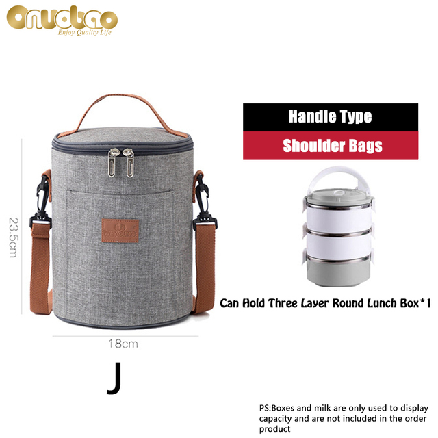 Thermal lunch bag for men and women gray Oxford cloth aluminum foil insulation multi-size shoulder bag waterproof camping bag