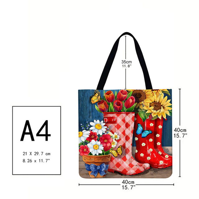 Practical Linen Square Shopping Bag Casual Ladies Daily Shopping Bag Large Capacity Storage Household Handbags