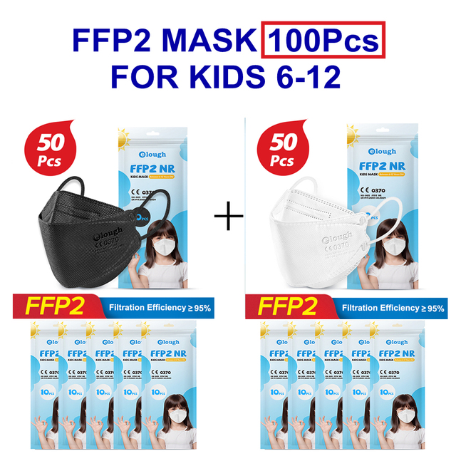 FFP2 Mascara Ninos Mascarilla FPP2 Homolucada KN95 Masks Disposable Face Mask Kids Health 6-12old FFP2Mask Certified