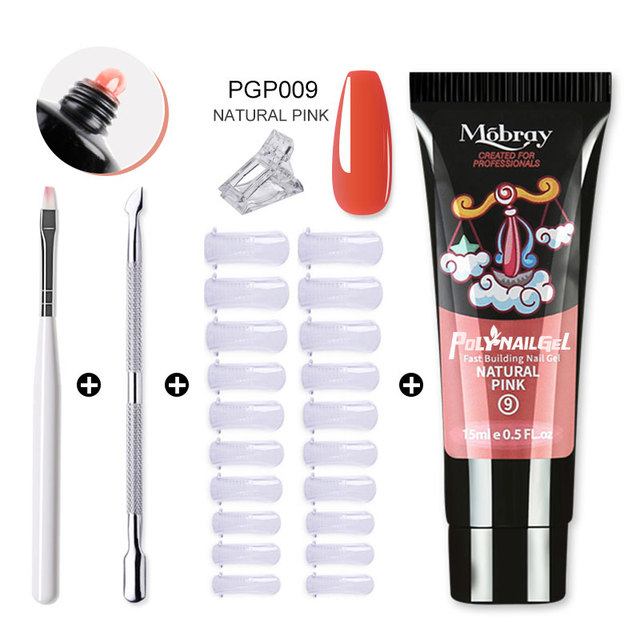 Mobray Poly Nail Gel Set All For Quick Extension Nail Manicure Set Gel Cuticle Pusher Finger Extension Template Nail Tool Kit