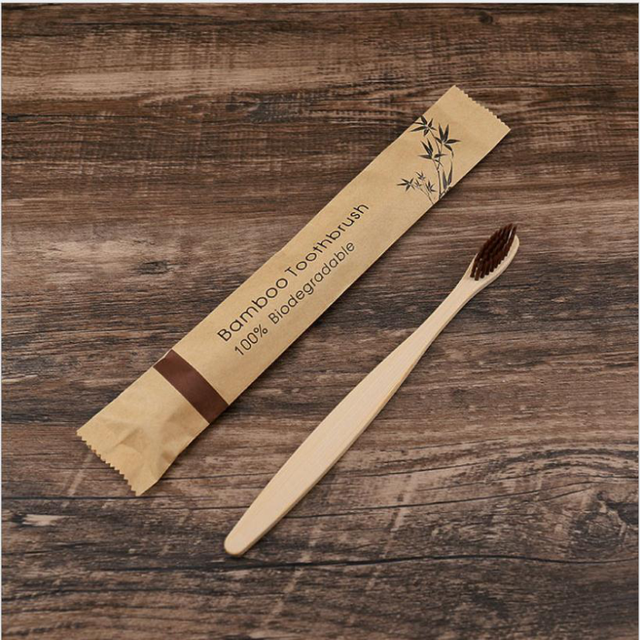 100pcs Eco-friendly Bamboo Reusable Toothbrush Portable Adult Wooden Soft Toothbrush Laser Custom Engraving Logo