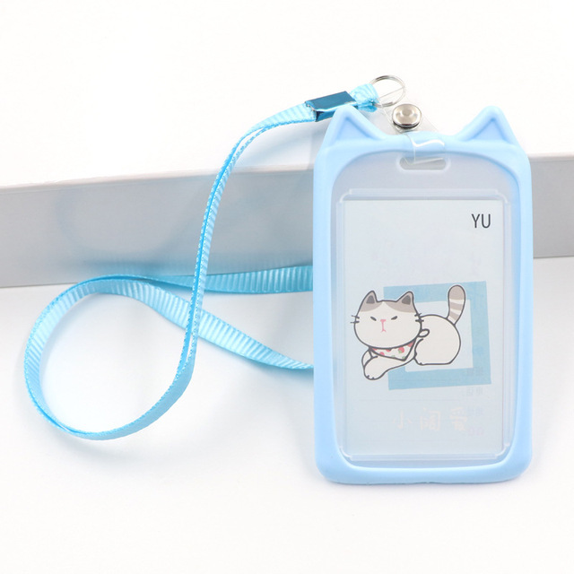 1pc Cute Kitten Rabbit High Quality Credit Card ID Holder Cute Cartoon Silicone Bus Card Case Key Holder Ring Luggage Tag Trinket