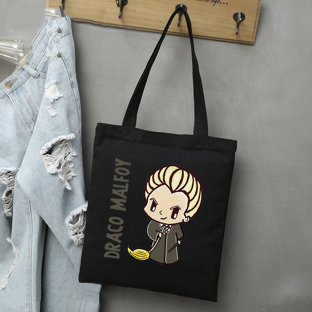 Draco Malfoy Shopping Bags Shopper Travel Bags Canvas Woman Tote Mom Designer Canvas Bags Cheap Printed Shopping Tote