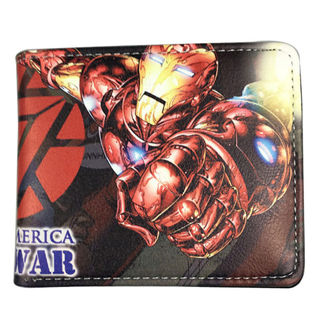 Disney Marvel Avengers Iron Man Spider-Man give boys birthday gifts anime cartoon short two fold wallet purse
