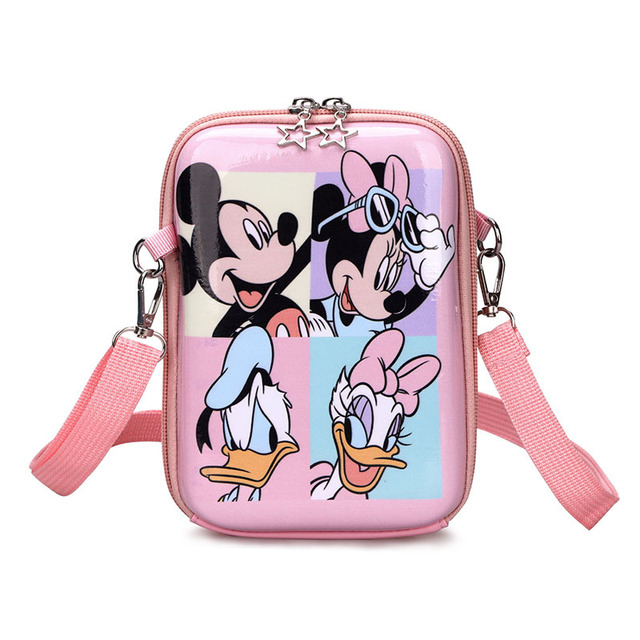 Disney 2022 new fashion girl shoulder messenger bag high quality cartoon girl mobile phone bag large capacity messenger bag