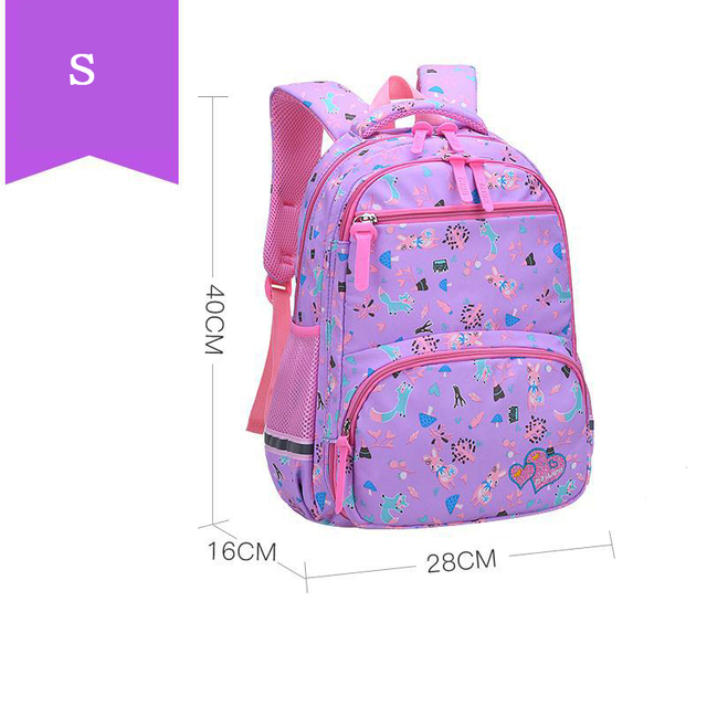 Cartoon Floral Print School Backpack For Girls , 1-6 Orthopedic School Bags For Girls