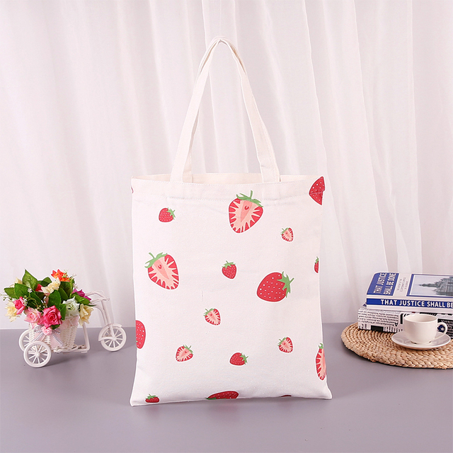 Canvas Bag Women Shoulder Bags 2022 Girls Shopper Bags Cute Cartoon Simple Print Foldable Washable Reusable Eco Tote Bag