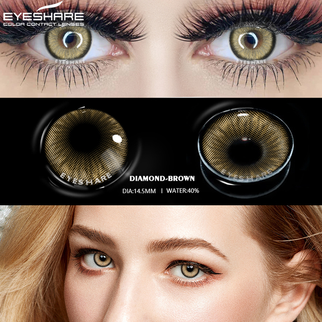 Ishihair Colored Contact Lenses 1 Pair Beauty Eye Yearly Colored Lenses Cosmetic Contacts Lenses Eye Color Black/Chocolate