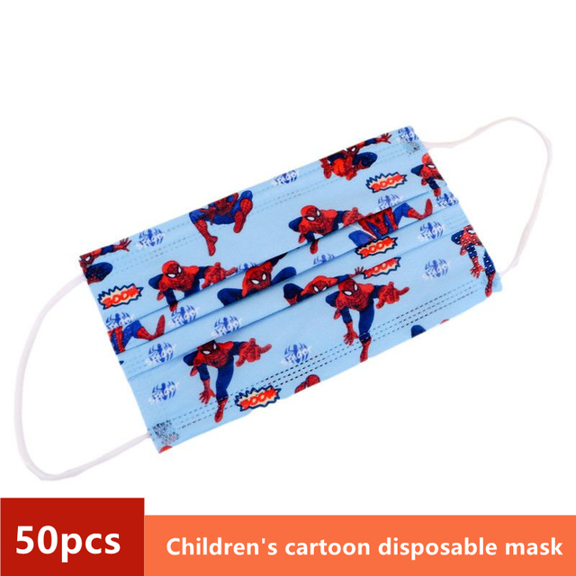 Disney Children's Mask Spider-Man Marvel Avengers Character Disposable Face Mask Cartoon Hero Pattern Lilo and Stitch Pixar Dust Cover