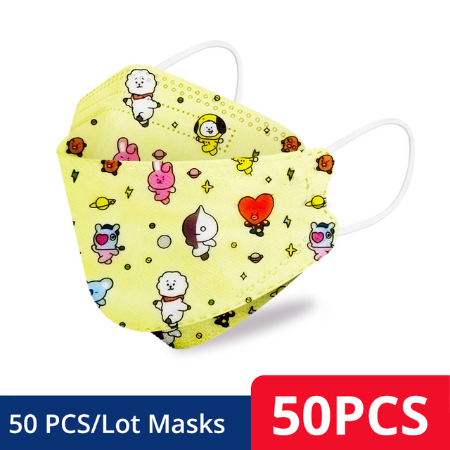 50-200pcs FPP2 Children's Mask KN95 Cartoon Face Mask Reusable Dustproof Breathable Protective For Boys Girl 4-12 Years Mascarilla