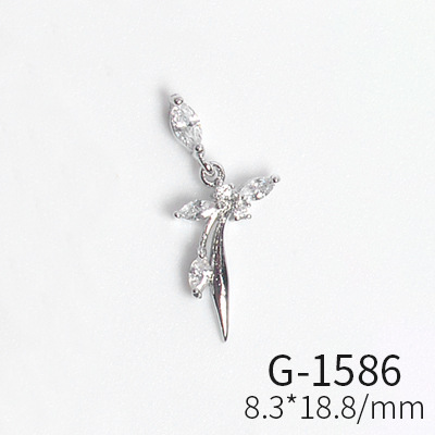 Japanese new style nail art, zircon jewelry, big diamond cross, love all-match real gold color nail art decorations tools