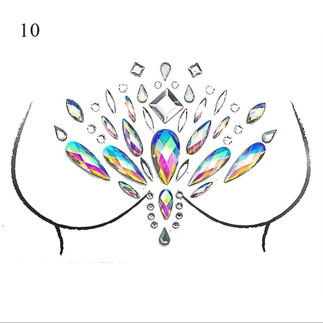 Sexy Chest 3D Crystal Resin Drill Tattoo Sticker Bar Music Festival Rhinestone Tattoo Stickers Carnival Party Chest Decoration