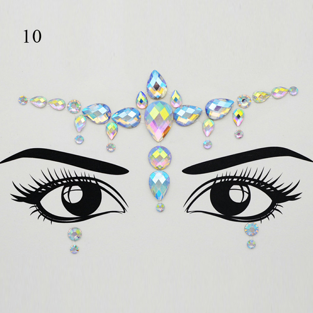 3D Sexy Face Tattoo Stickers Face Decoration Temporary Tattoo Glitter Fake Tattoo Rhinestones for Woman Party Face Jewelry Tattoo