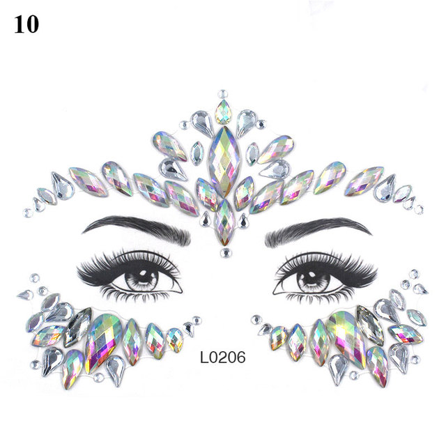 3D Sexy Face Tattoo Sticker Temporary Tattoo Flash Fake Tattoo Rhinestone Lady Party Face Sticker Face Jewelry Decoration