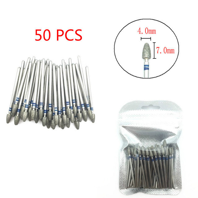 50pcs/set Nail Drill Bit Set Cutter Dental Diamond Grinding Polish Burs Dental Lab Polisher 2.35mm Shank Nail Tools