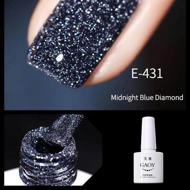 1 Pack Glitter Gel Nail Polish Iridescent Sparkling Sequins Reflective Semi-Permanent UV LED Nail Gel Varnish TSLM1